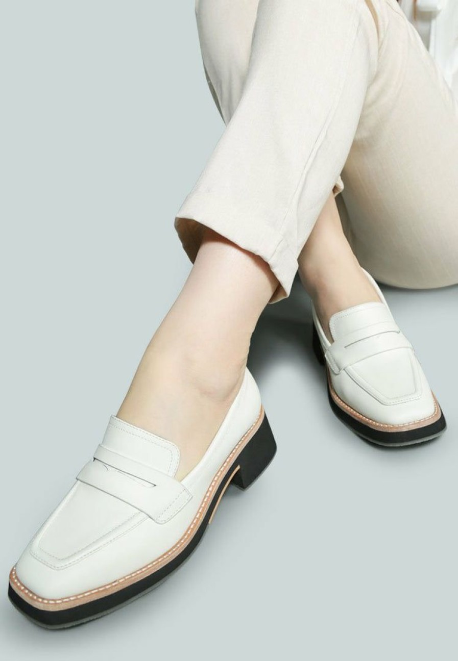 Flats * | Rag & Co X Moore Lead Lady Loafers In White