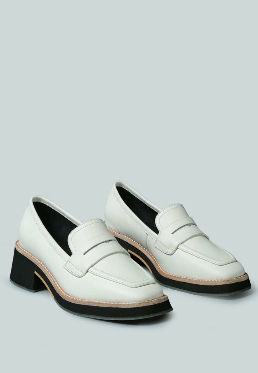 Flats * | Rag & Co X Moore Lead Lady Loafers In White