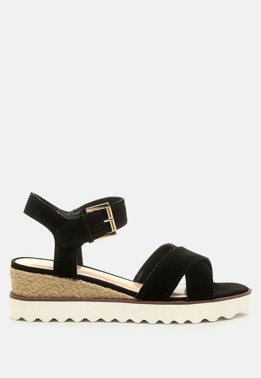 Ss'22 * | Rag & Co Casa Wedge Sandals Black