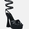 Sandals * | Rag & Co Splitsoul Lace Up High Platform Sandal Sandals Black