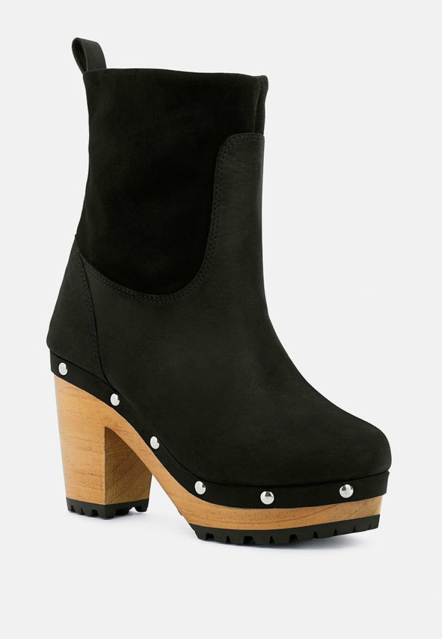 Boots * | Rag & Co Cherokee Block Heeled Chelsea Boots Black