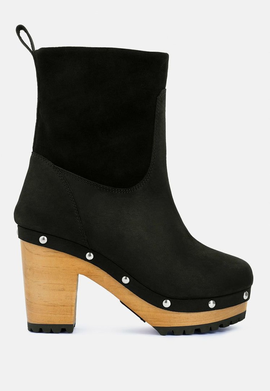 Boots * | Rag & Co Cherokee Block Heeled Chelsea Boots Black