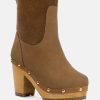 Boots * | Rag & Co Cherokee Block Heeled Chelsea Boot Tan