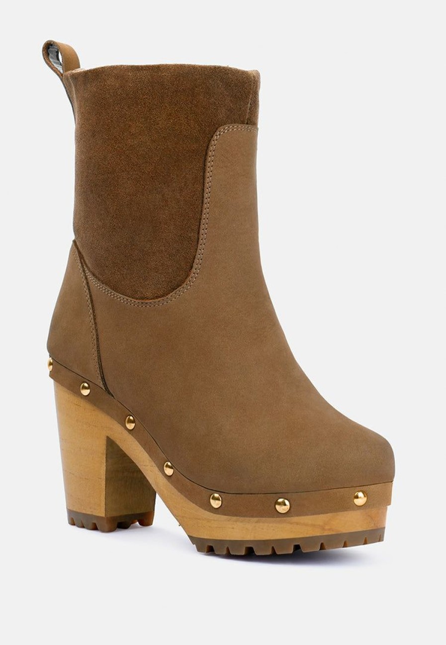 Boots * | Rag & Co Cherokee Block Heeled Chelsea Boot Tan