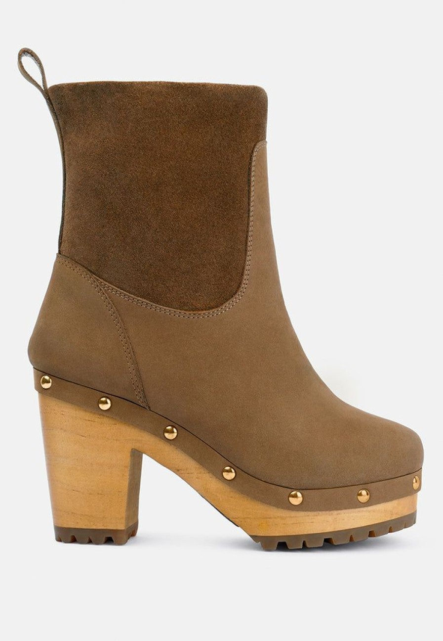 Boots * | Rag & Co Cherokee Block Heeled Chelsea Boot Tan