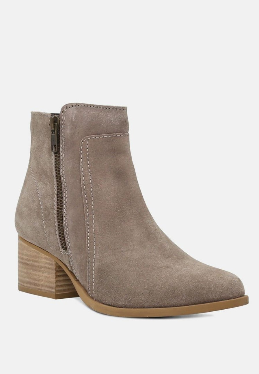 Boots * | Rag & Co Bauena Ankle Boots With Zip Closure Taupe