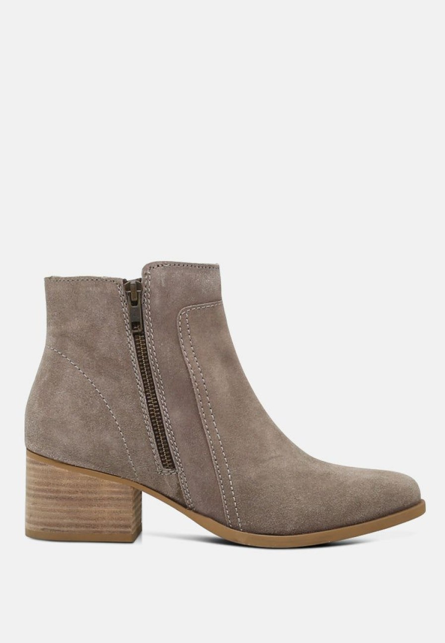 Boots * | Rag & Co Bauena Ankle Boots With Zip Closure Taupe