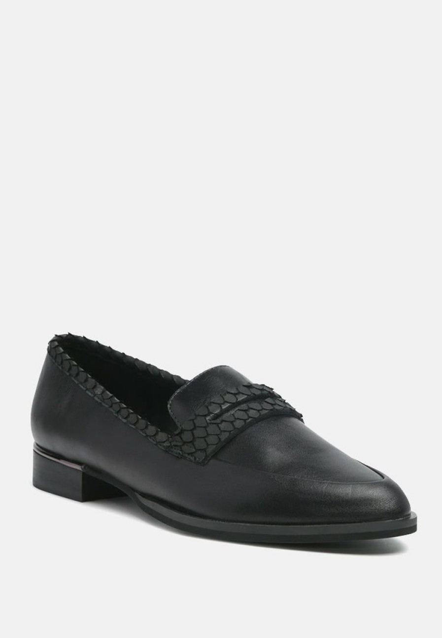 Ss'22 * | Rag & Co Nadia Leather Penny Loafers Loafers & Ballerinas Black