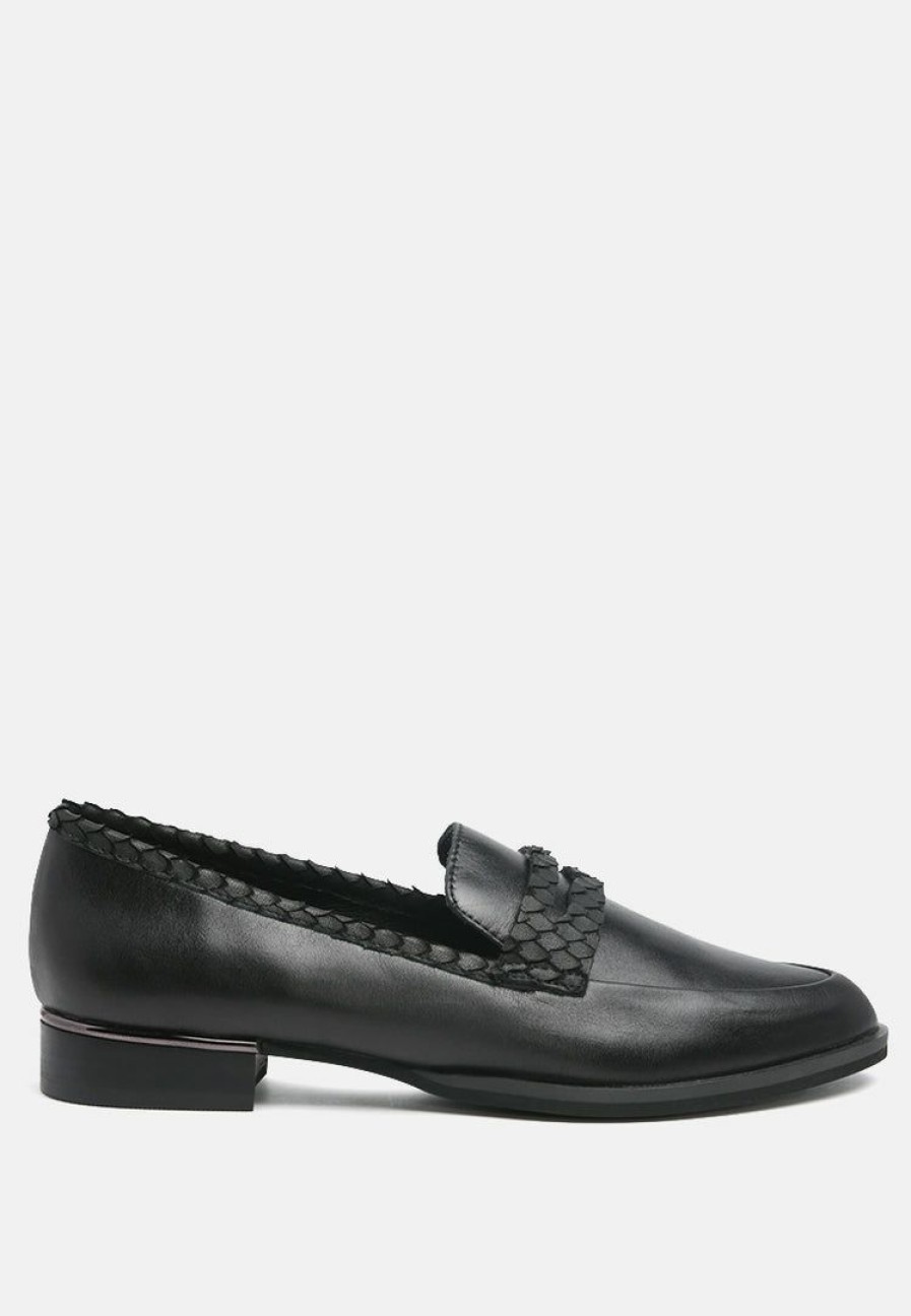 Ss'22 * | Rag & Co Nadia Leather Penny Loafers Loafers & Ballerinas Black