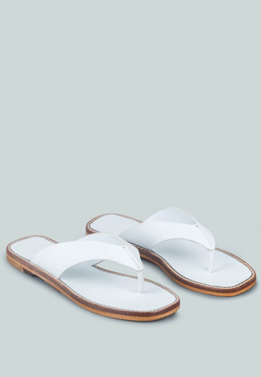 Sandals * | Rag & Co X Olsen Broad Thong Flats In White