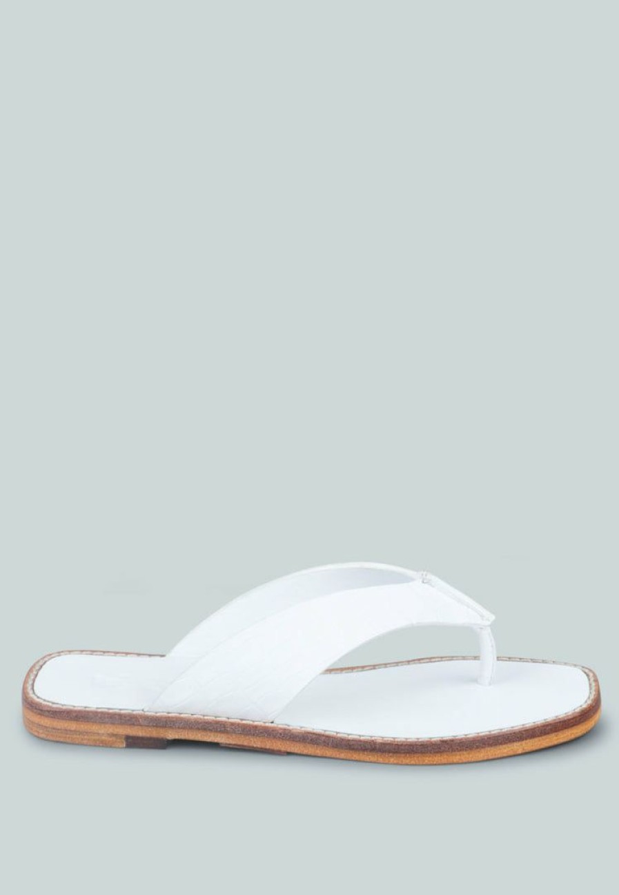 Sandals * | Rag & Co X Olsen Broad Thong Flats In White