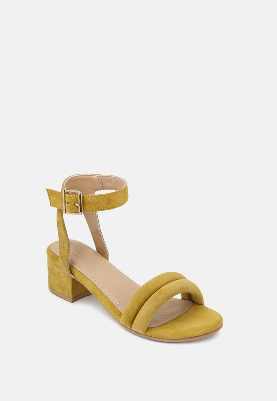 Ss'22 * | Rag & Co Amelia Minimalist Block Heel Sandal Mustard