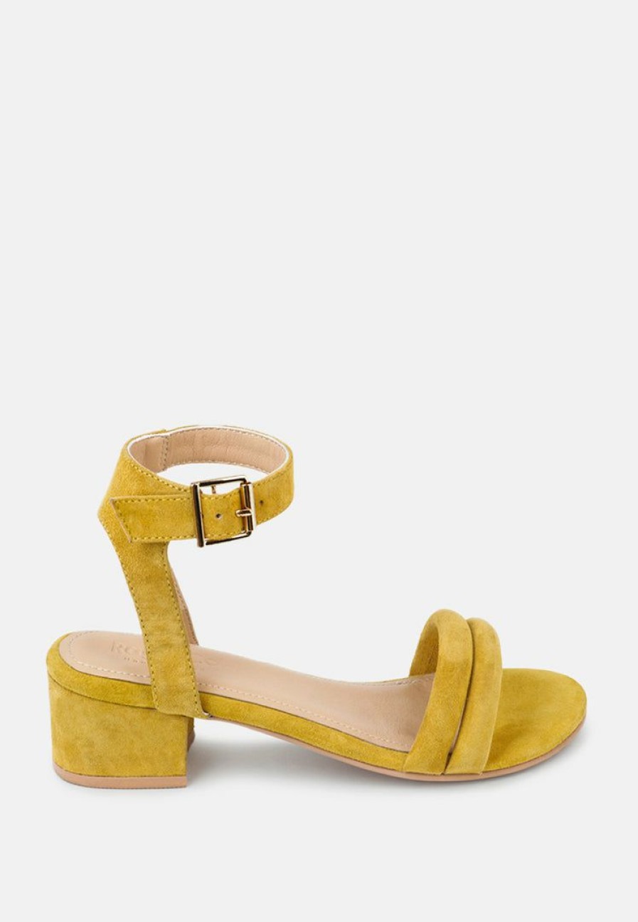 Ss'22 * | Rag & Co Amelia Minimalist Block Heel Sandal Mustard