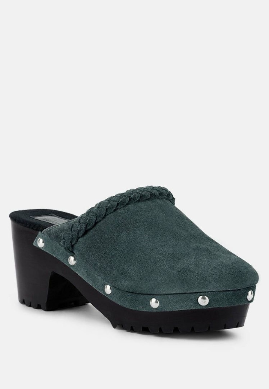 Clogs * | Rag & Co Inca Fine Suede Leather Clogs Grey