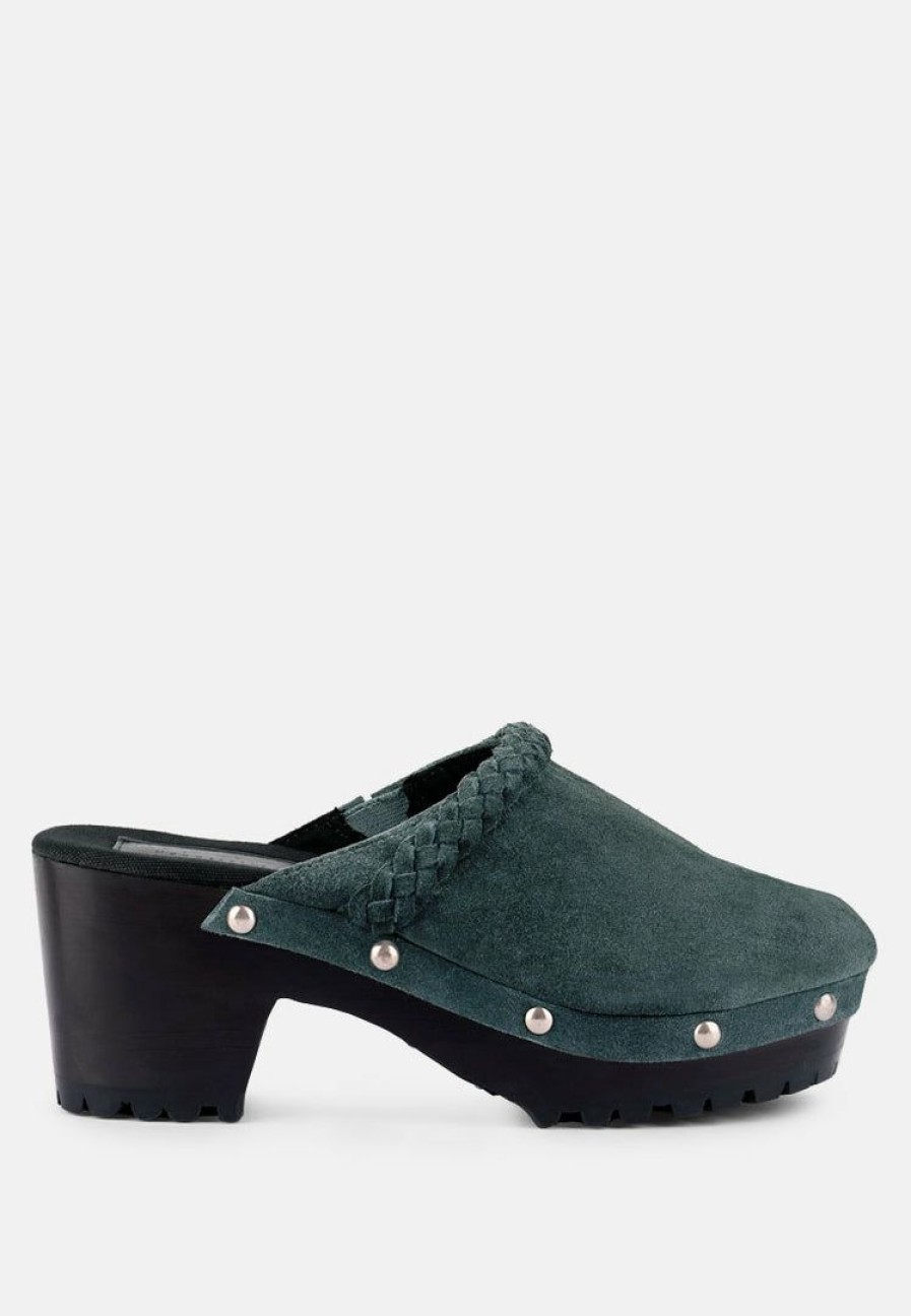 Clogs * | Rag & Co Inca Fine Suede Leather Clogs Grey