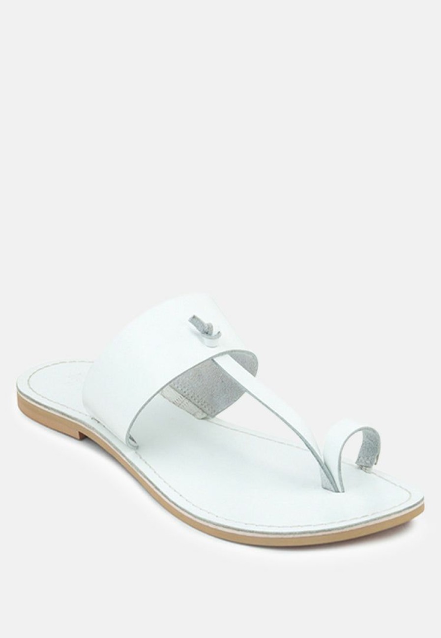 Ss'22 * | Rag & Co Leona Thong Flat Sandals White