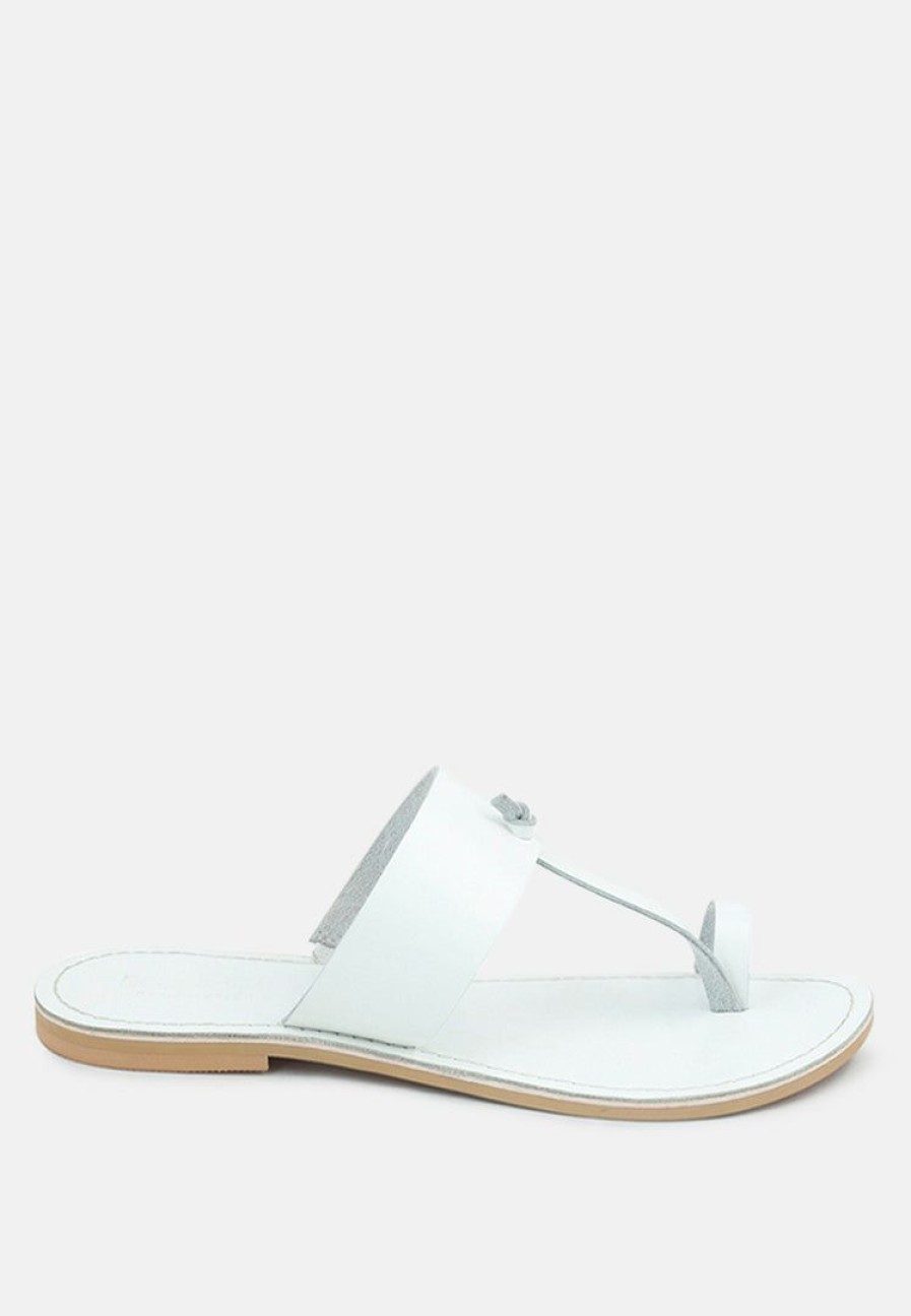 Ss'22 * | Rag & Co Leona Thong Flat Sandals White