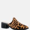 Mules * | Rag & Co Palma Print Stacked Heel Mules Leopard