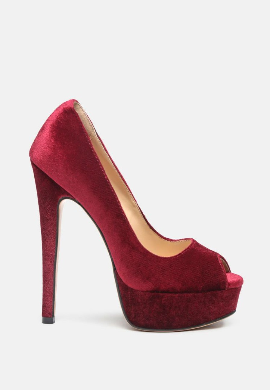 Sandals * | Rag & Co Brielle High Heel Peep Toe Stiletto In Pumps Burgundy