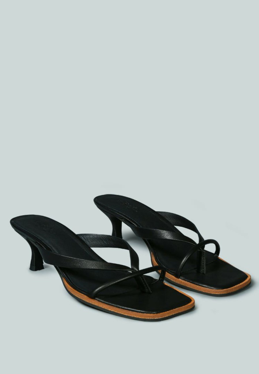 Ss'22 * | Rag & Co X Winslet Heeled Thong Sandal In Sandals Black