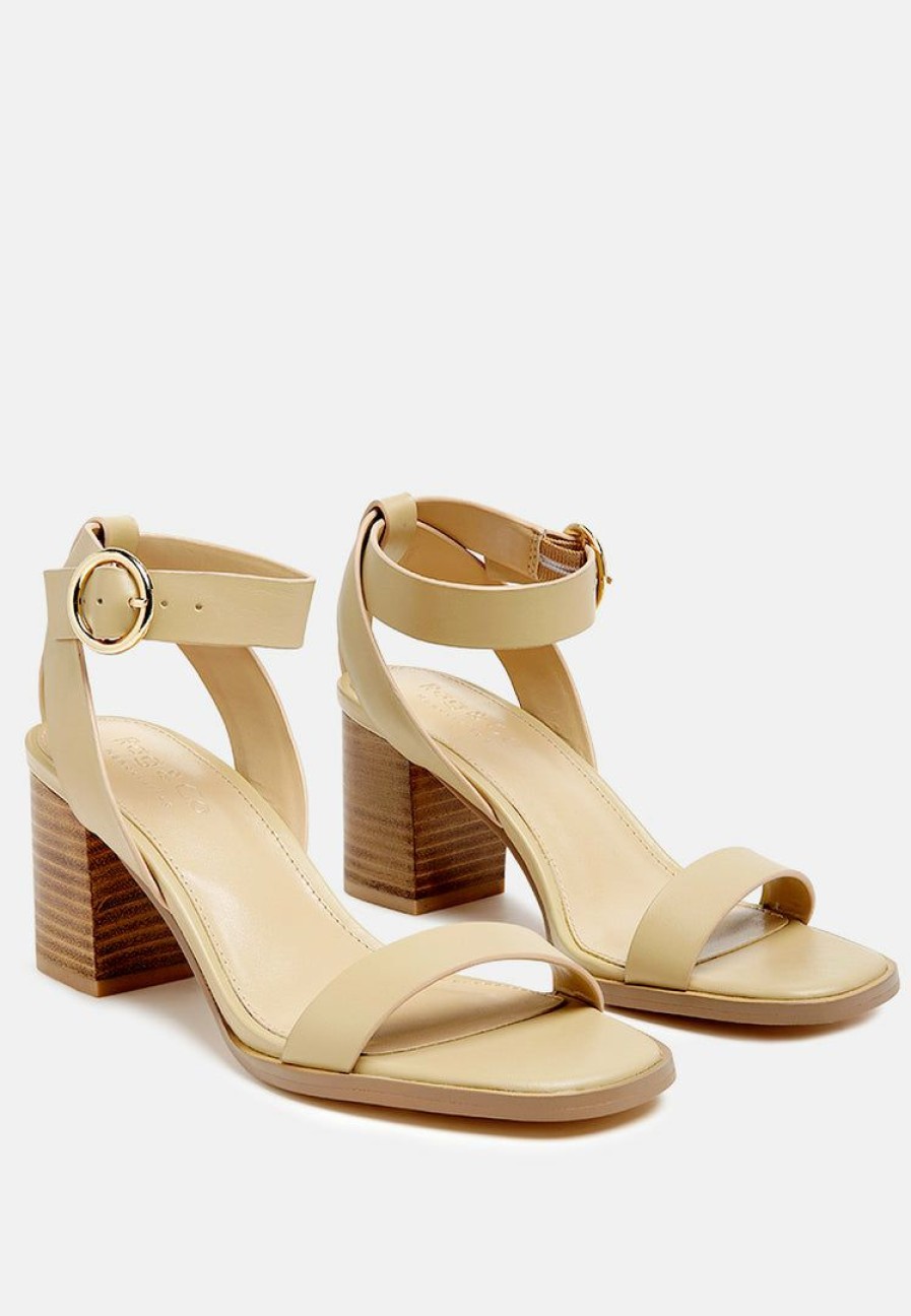 Ss'22 * | Rag & Co Dolph Stack Block Heeled Sandal In Ss'22 Nude