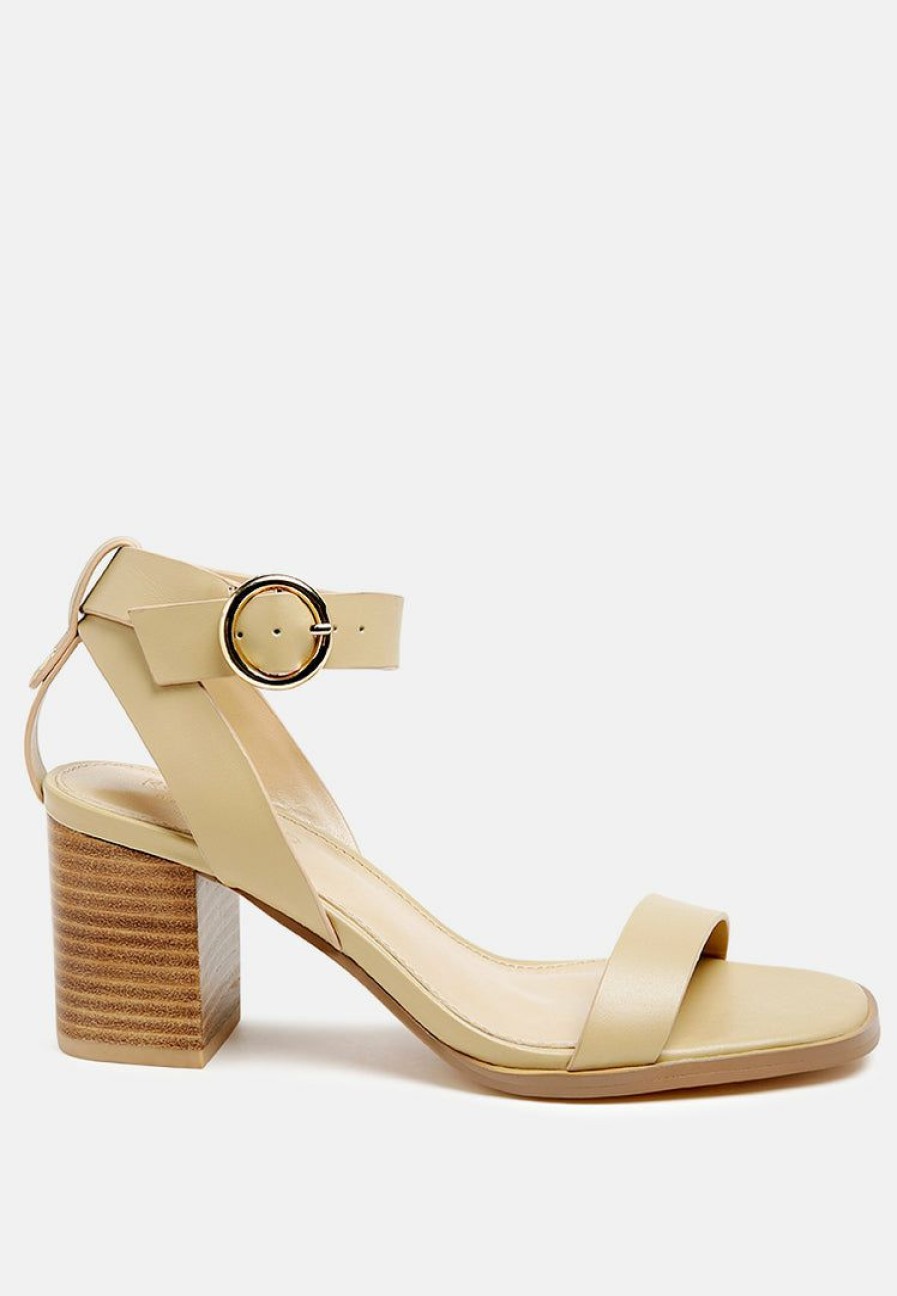 Ss'22 * | Rag & Co Dolph Stack Block Heeled Sandal In Ss'22 Nude