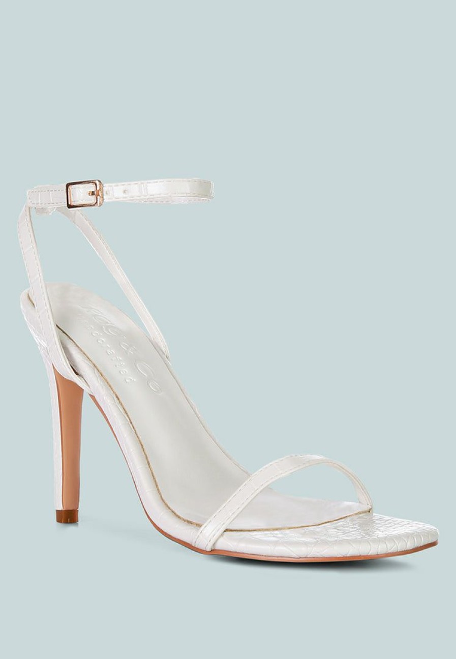 Sandals * | Rag & Co Blondes White Croc High Heeled Sandal Sandals Off White