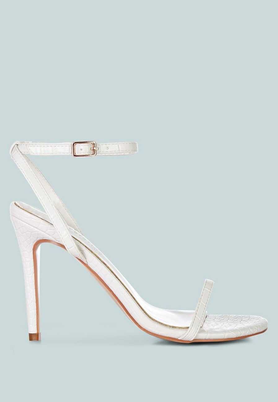 Sandals * | Rag & Co Blondes White Croc High Heeled Sandal Sandals Off White