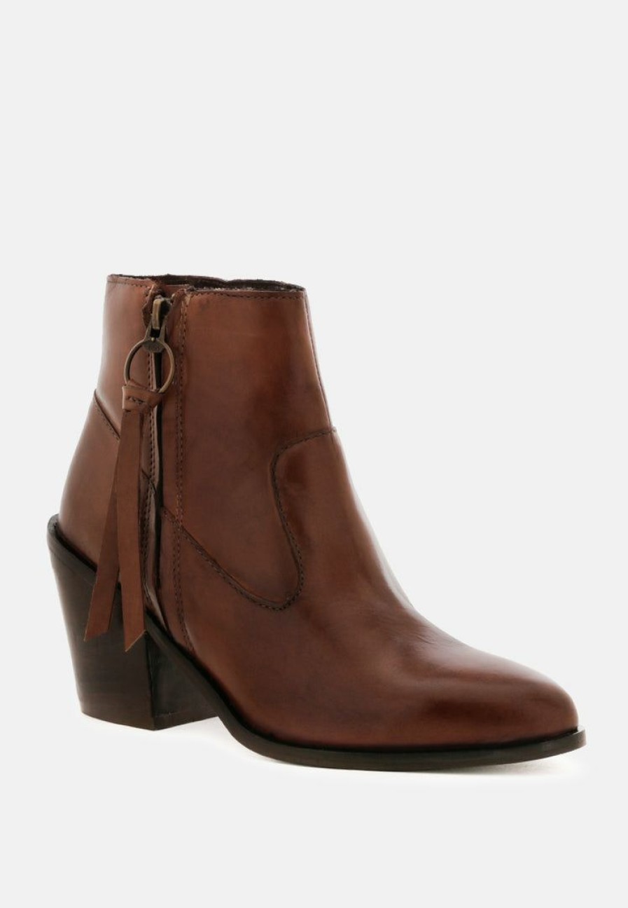 Boots * | Rag & Co Viviana Ankle Boots With Zipper Brown