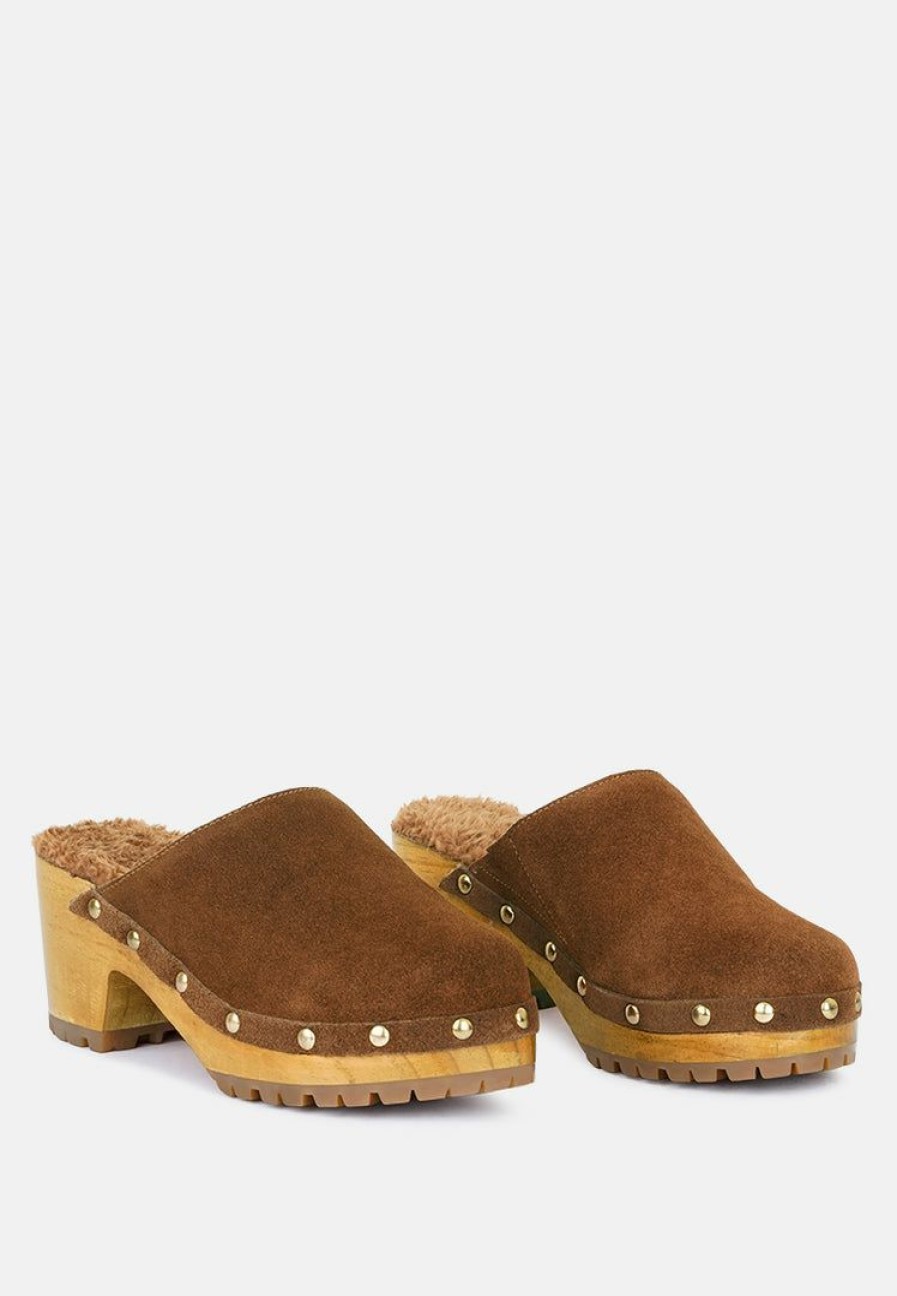 Ss'22 * | Rag & Co Tulley Suede Clog Mules In Clogs Tan