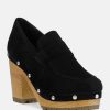 Clogs * | Rag & Co Clogs Osage Clog Loafers In Fine Suede Black