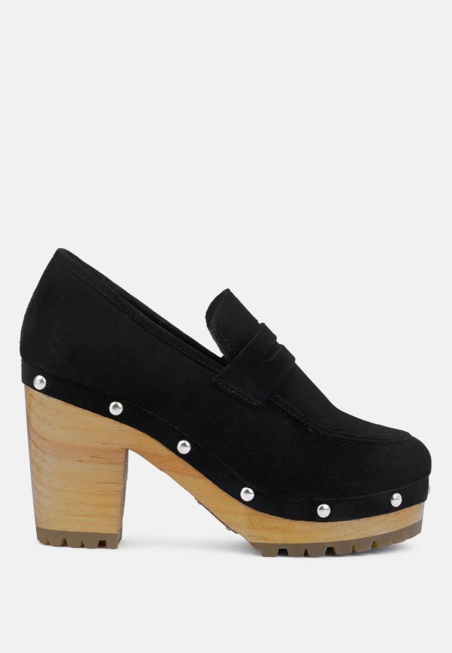 Clogs * | Rag & Co Clogs Osage Clog Loafers In Fine Suede Black