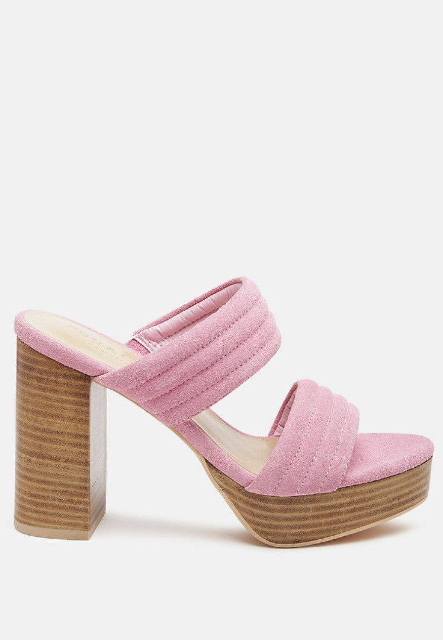 Ss'22 * | Rag & Co Ss'22 Mille-Feux Suede Slip-On Block Heeled Sandal In Pink