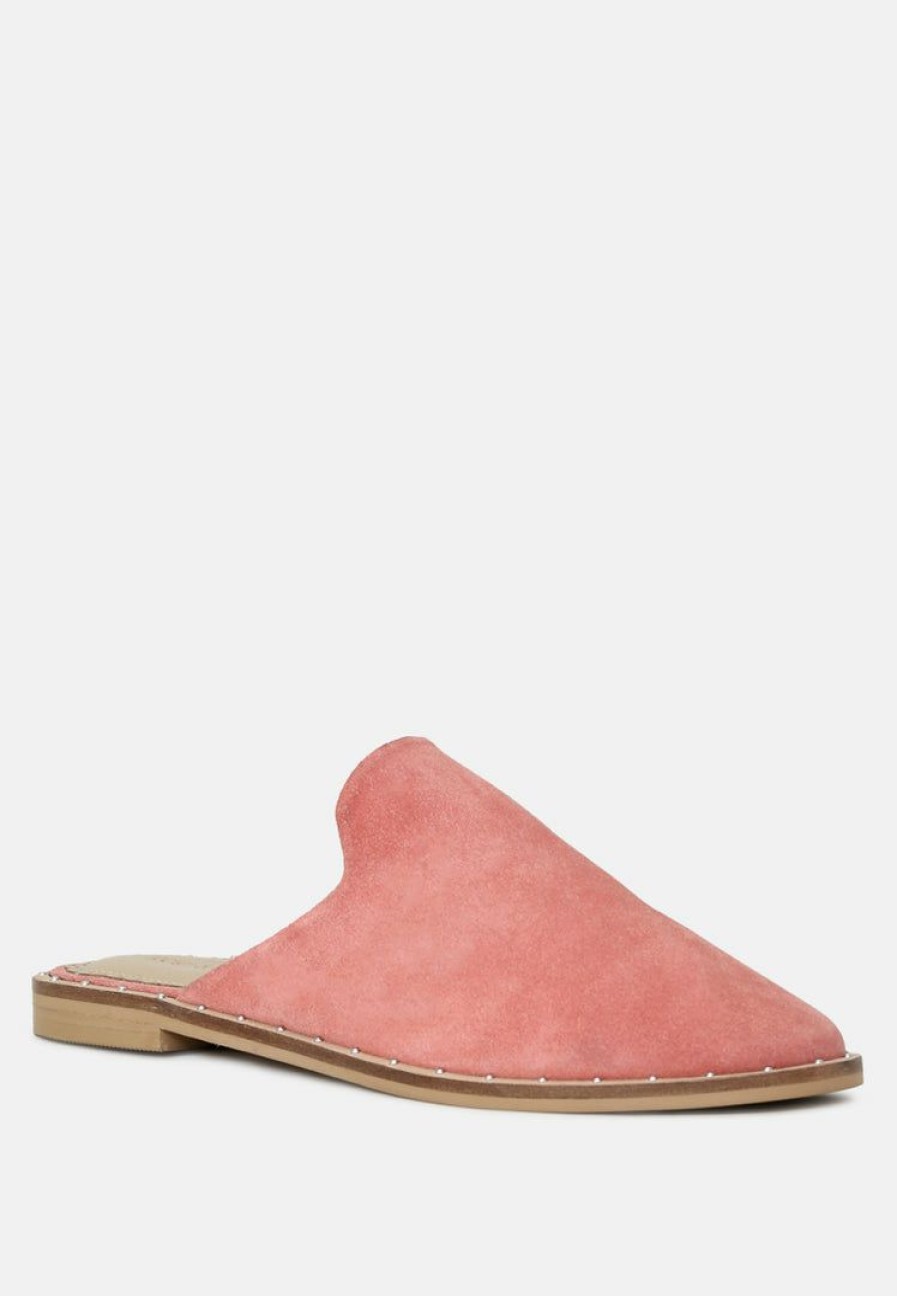 Ss'22 * | Rag & Co Lia Dusty Handcrafted Suede Mules Pink