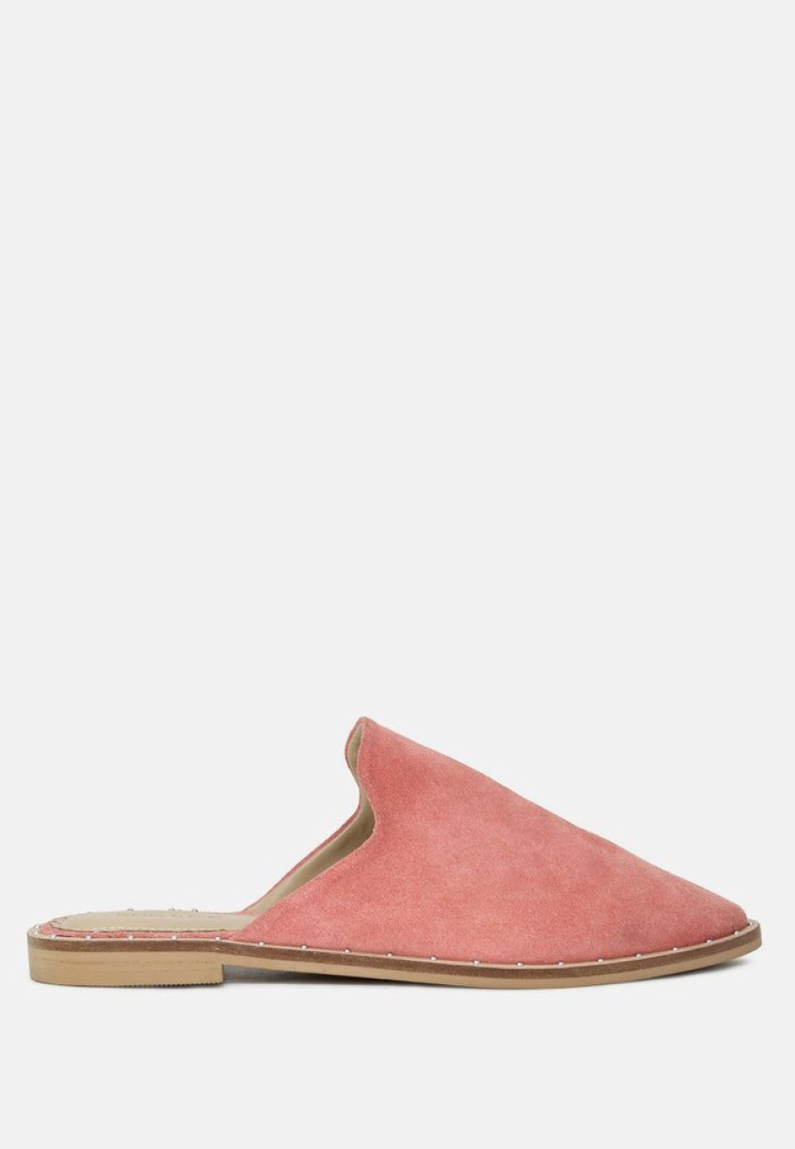 Ss'22 * | Rag & Co Lia Dusty Handcrafted Suede Mules Pink