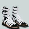 Sandals * | Rag & Co X Robbie Gladiator Square Toe Sandal In White