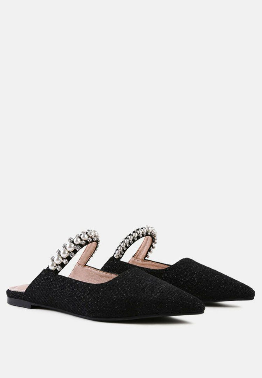 Mules * | Rag & Co Geode Mary Jane Cutout Embellished Mules In Black