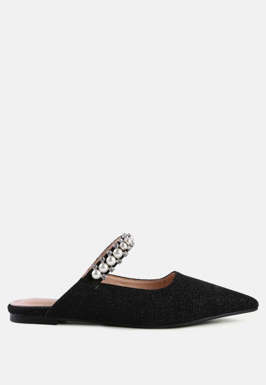 Mules * | Rag & Co Geode Mary Jane Cutout Embellished Mules In Black