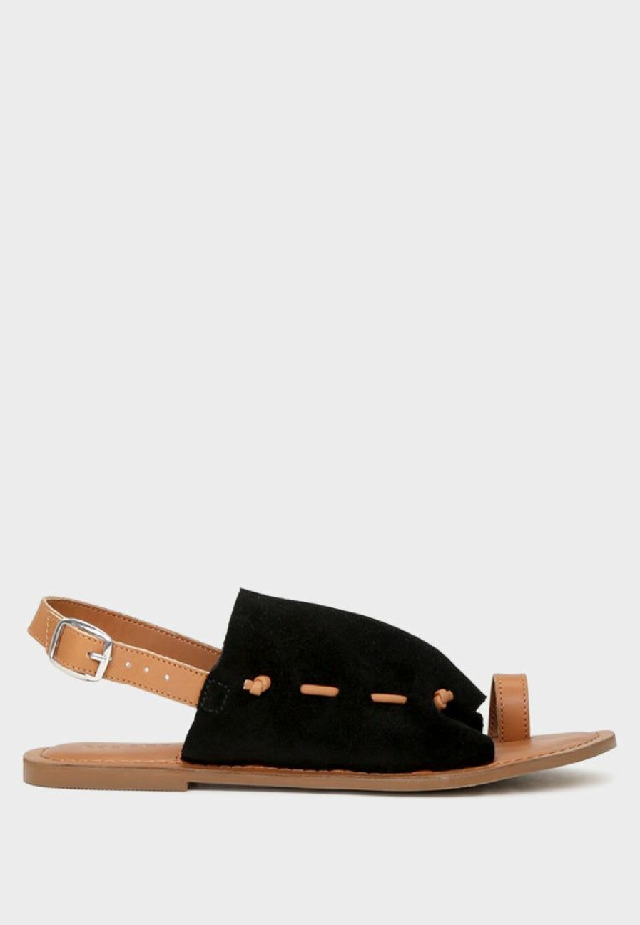 Sandals * | Rag & Co Fran Back Strap Flat Sandal Flats Black