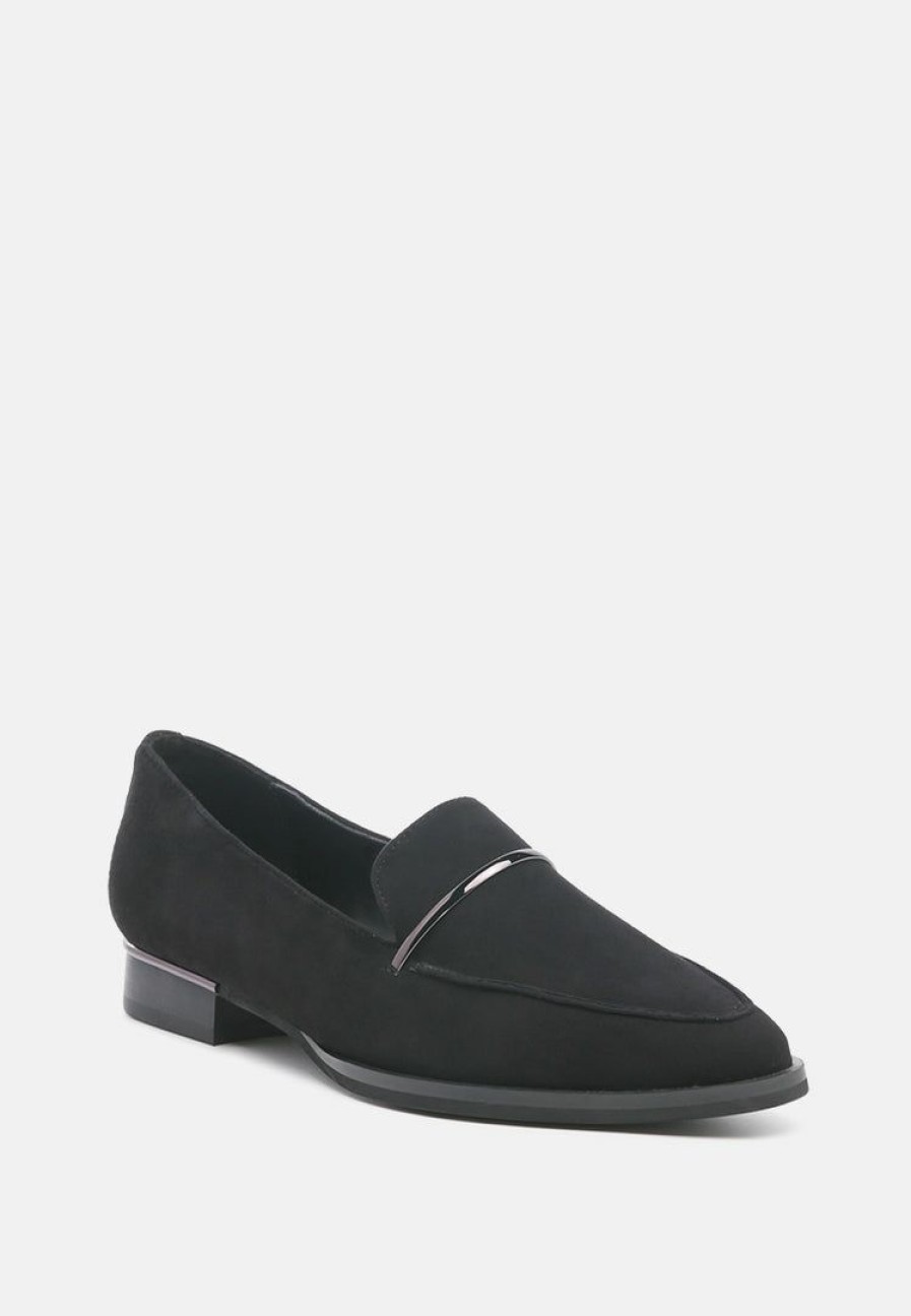 Loafers & Ballerinas * | Rag & Co Paulina Suede Leather Loafers Loafers & Ballerinas Black