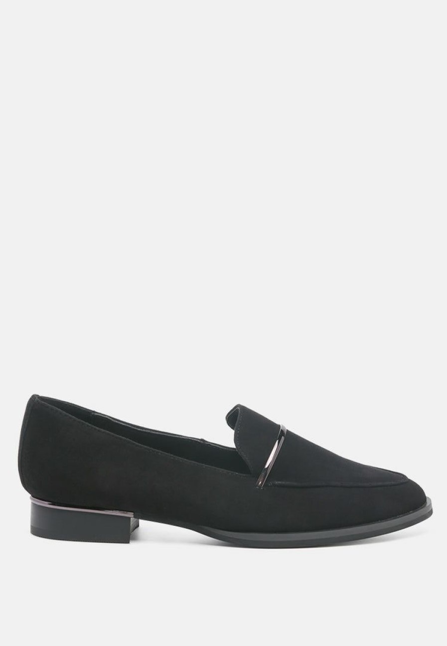 Loafers & Ballerinas * | Rag & Co Paulina Suede Leather Loafers Loafers & Ballerinas Black