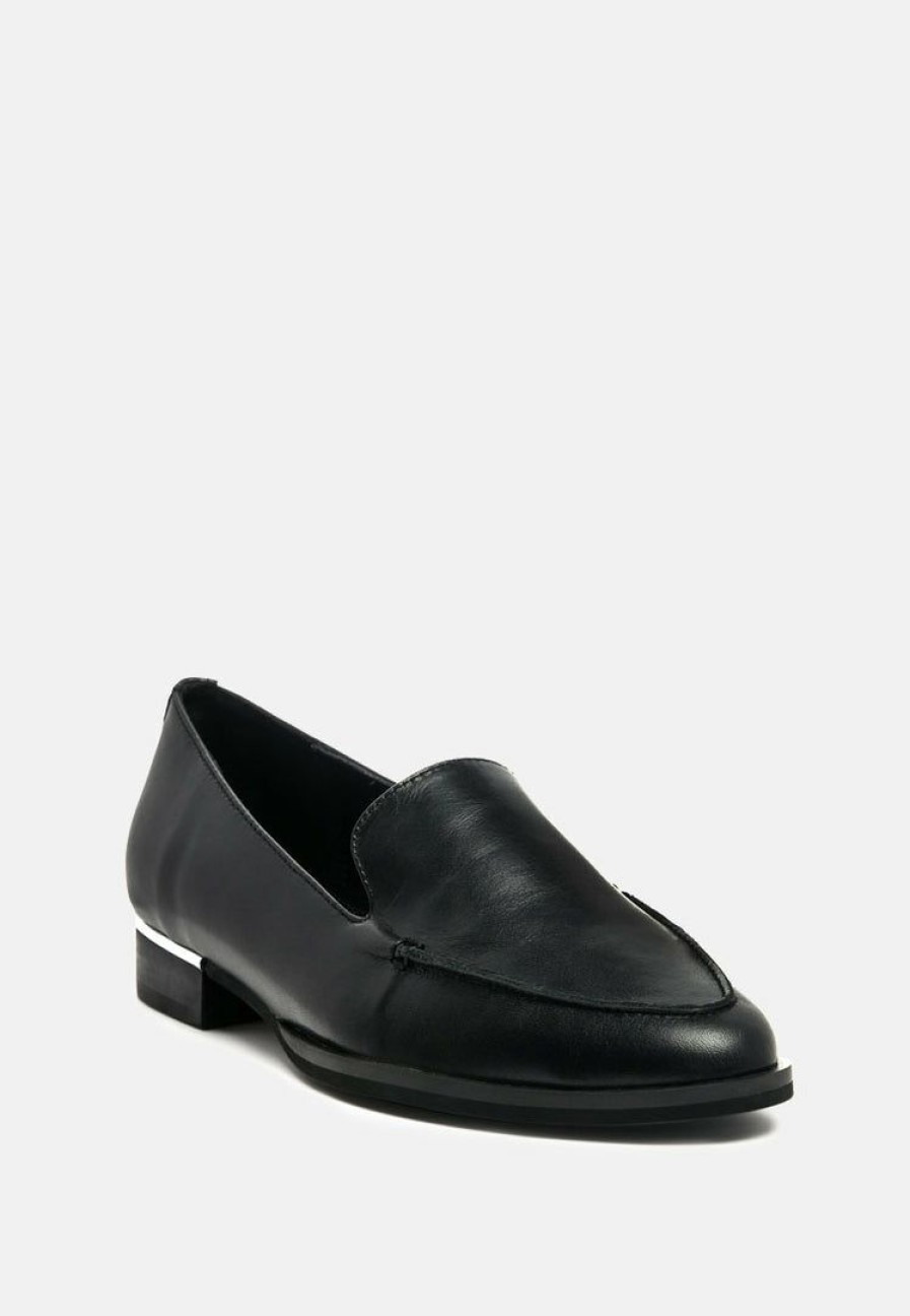 Ss'22 * | Rag & Co Anna Leather Slip-On Loafers Loafers & Ballerinas Black