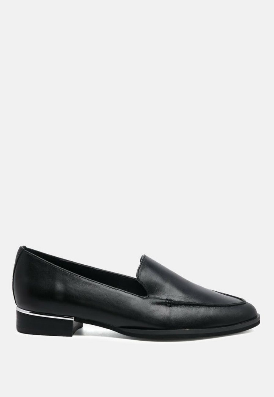 Ss'22 * | Rag & Co Anna Leather Slip-On Loafers Loafers & Ballerinas Black