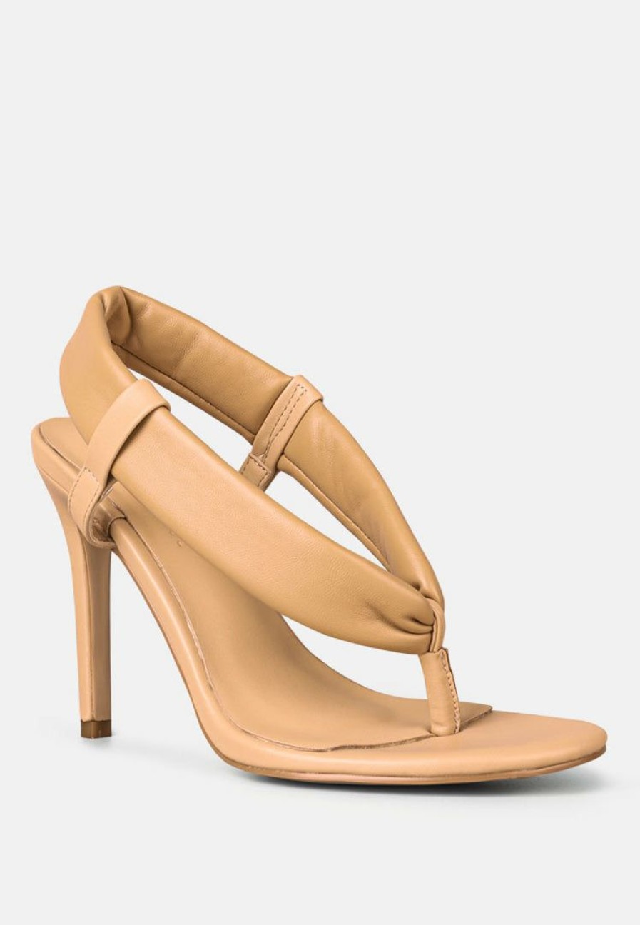 Sandals * | Rag & Co Singles Beige High Heeled Thong Sandals Tan