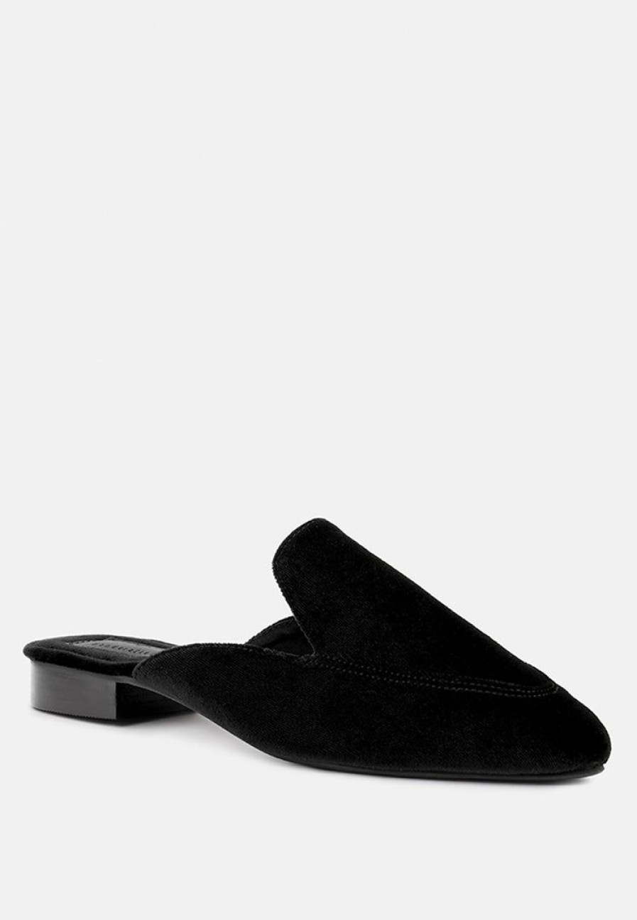 Mules * | Rag & Co Batiste Velvet Handcrafted Mules Black