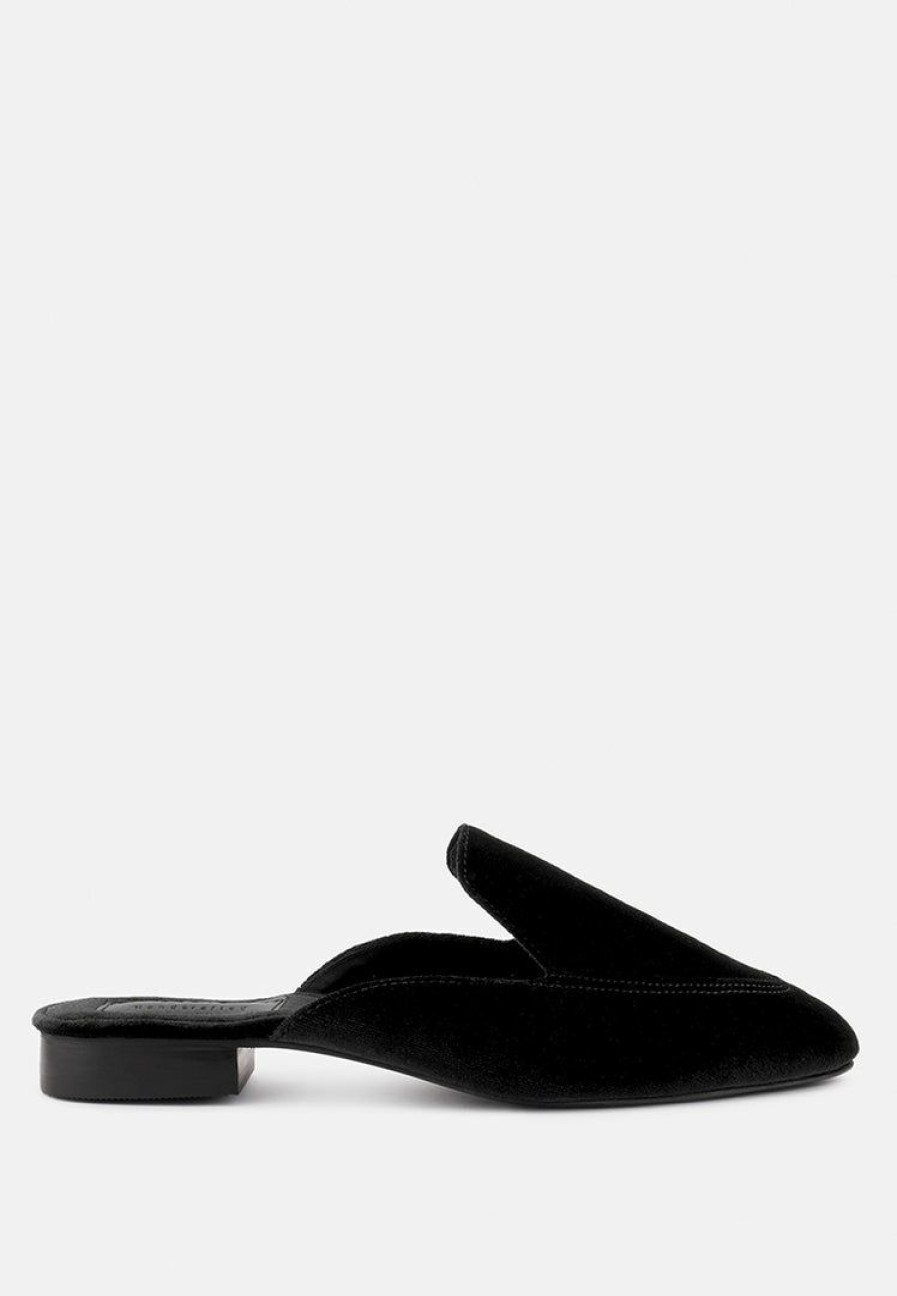 Mules * | Rag & Co Batiste Velvet Handcrafted Mules Black