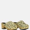 Ss'22 * | Rag & Co Acer Fine Suede Printed Leopard Clog Slides In Beige Clogs Beige Leopard