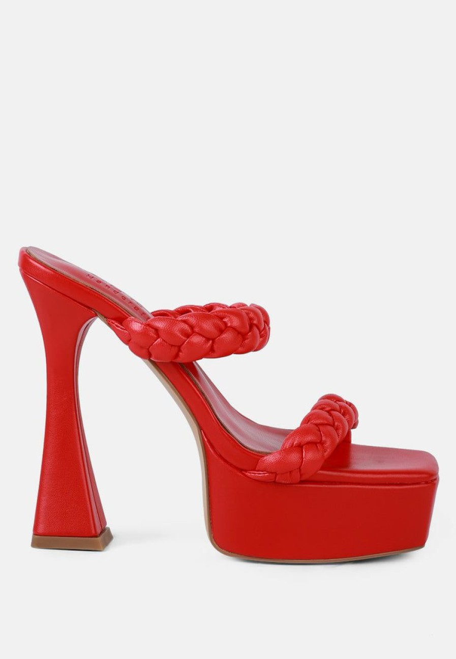 Sandals * | Rag & Co Pin-Up Braided High Heel Sandals Red