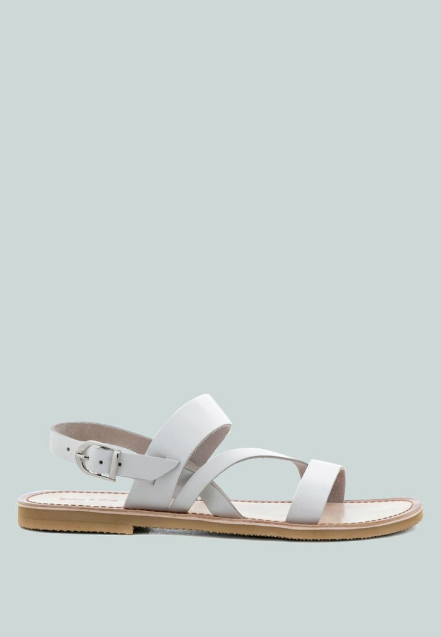 Ss'22 * | Rag & Co Mona Flat Sandal With Ankle Strap White