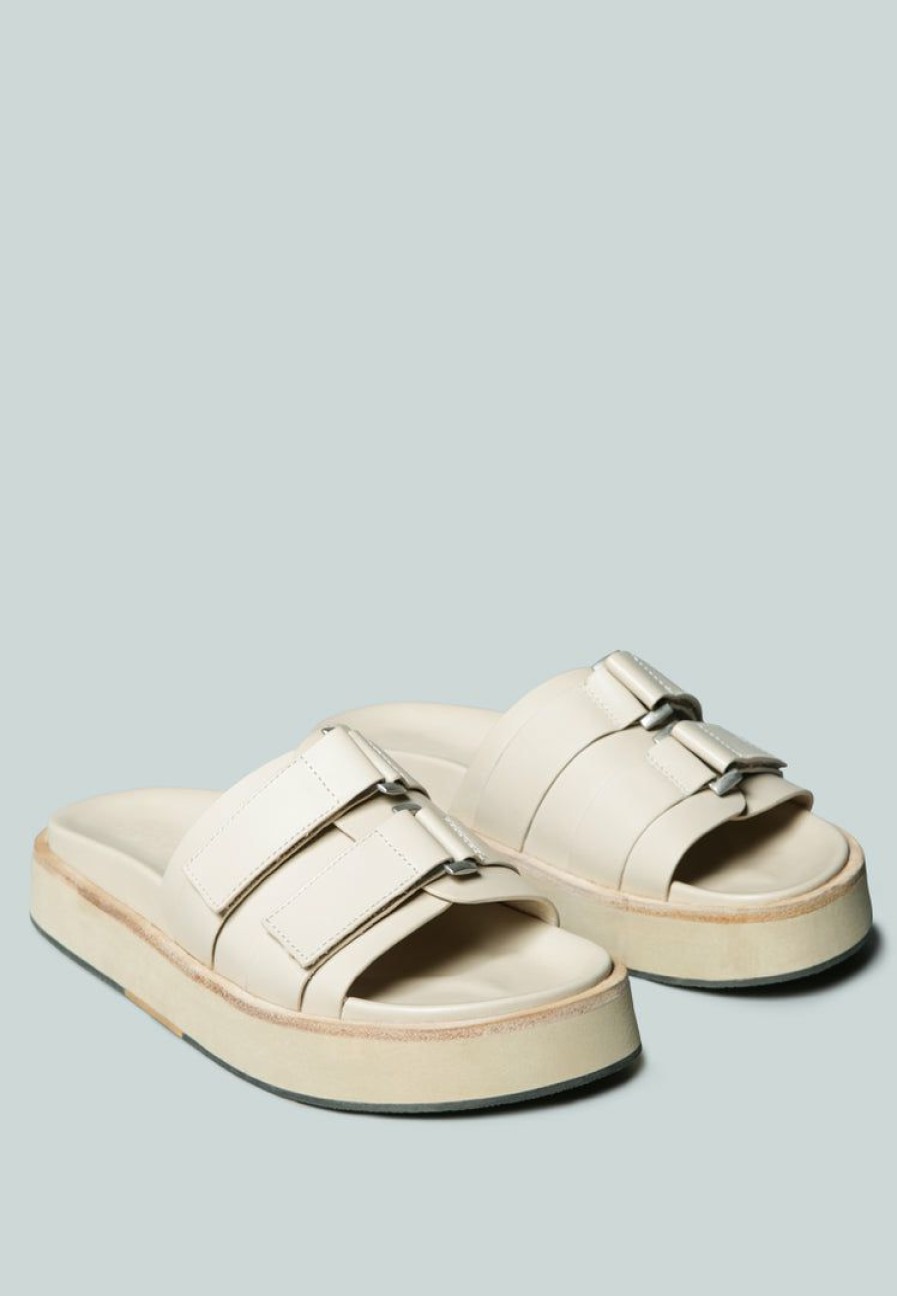 Ss'22 * | Rag & Co X Flats Aniston Buckled Flatform Slip-On Sandal Nude